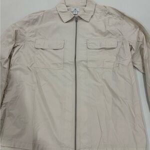 H&M Men's Light Beige Zip Front Shirt Jacket, XL